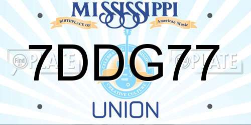 7DDG77 Mississippi License Plate