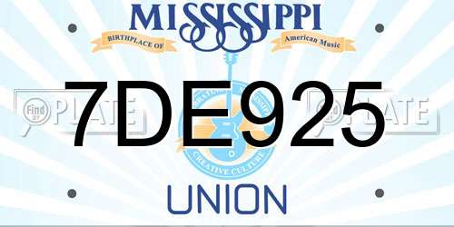 7DE925 Mississippi License Plate