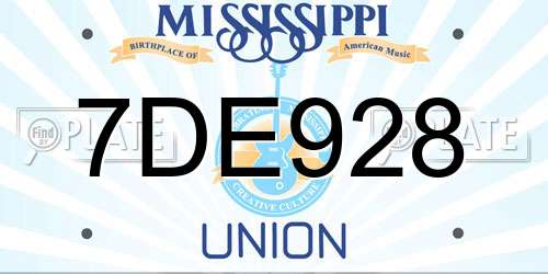7DE928 Mississippi License Plate