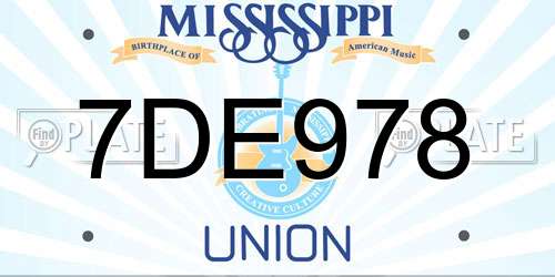 7DE978 Mississippi License Plate