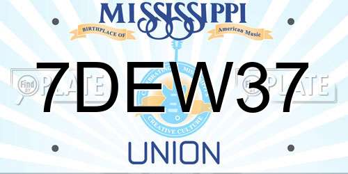 7DEW37 Mississippi License Plate