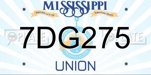 7DG275 Mississippi License Plate