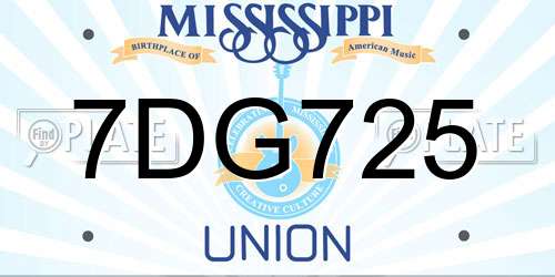 7DG725 Mississippi License Plate