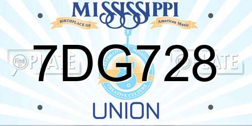 7DG728 Mississippi License Plate
