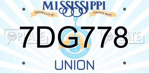 7DG778 Mississippi License Plate
