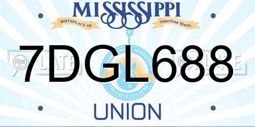 7DGL688 Mississippi License Plate