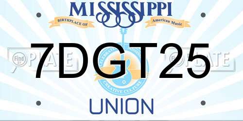7DGT25 Mississippi License Plate