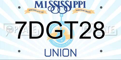 7DGT28 Mississippi License Plate
