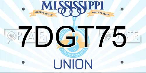7DGT75 Mississippi License Plate