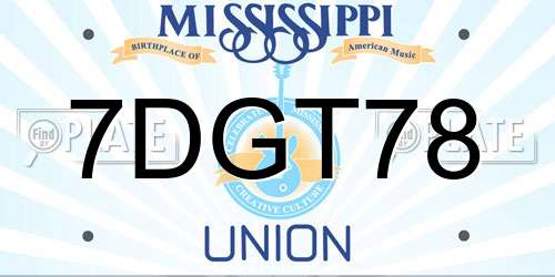 7DGT78 Mississippi License Plate