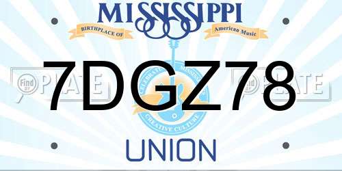 7DGZ78 Mississippi License Plate