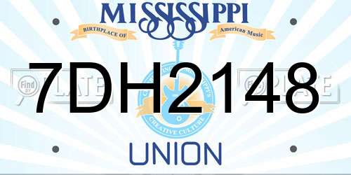 7DH2148 Mississippi License Plate