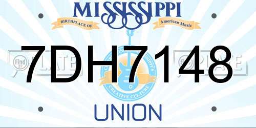 7DH7148 Mississippi License Plate
