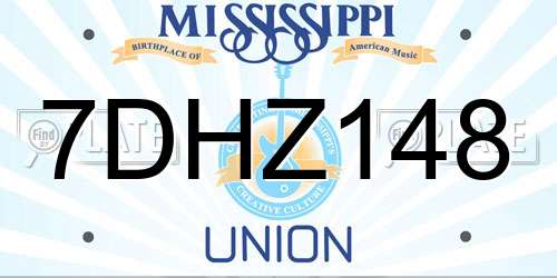 7DHZ148 Mississippi License Plate
