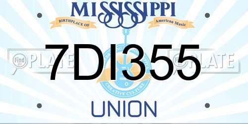 7DI355 Mississippi License Plate