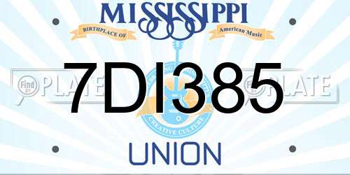 7DI385 Mississippi License Plate