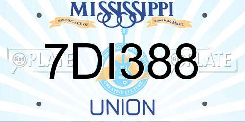 7DI388 Mississippi License Plate