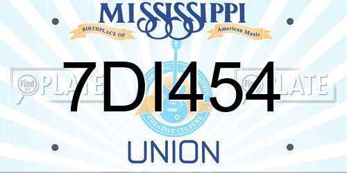7DI454 Mississippi License Plate