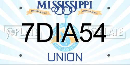 7DIA54 Mississippi License Plate