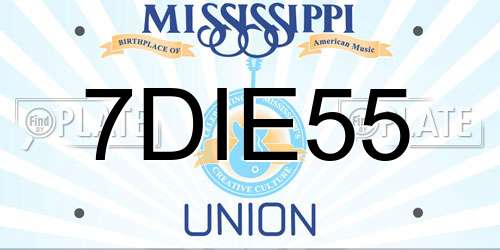 7DIE55 Mississippi License Plate