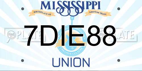 7DIE88 Mississippi License Plate