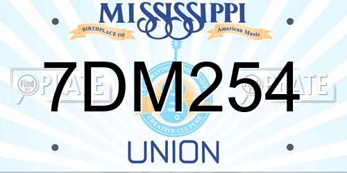 7DM254 Mississippi License Plate