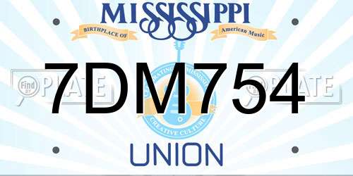 7DM754 Mississippi License Plate