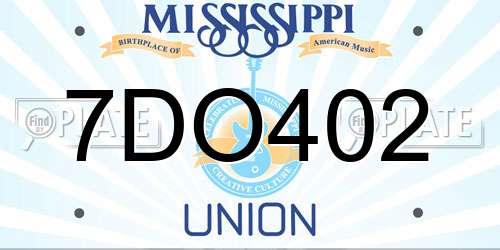 7DO402 Mississippi License Plate
