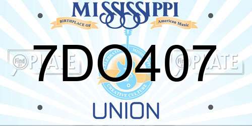 7DO407 Mississippi License Plate
