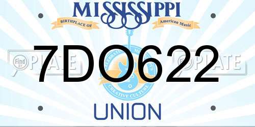 7DO622 Mississippi License Plate