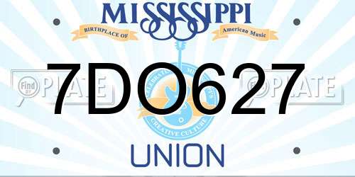7DO627 Mississippi License Plate