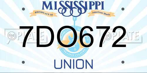 7DO672 Mississippi License Plate
