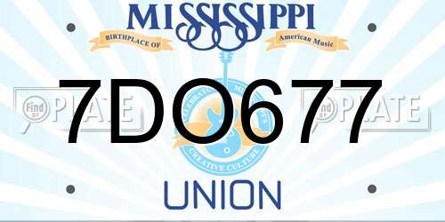 7DO677 Mississippi License Plate