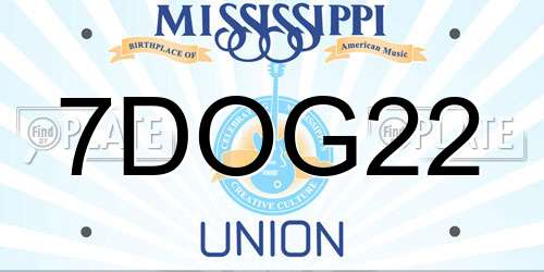 7DOG22 Mississippi License Plate