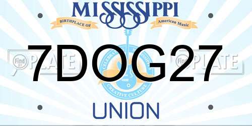 7DOG27 Mississippi License Plate