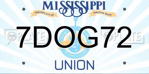 7DOG72 Mississippi License Plate