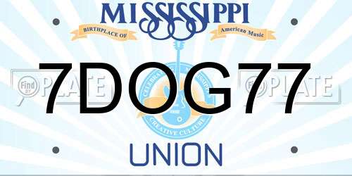7DOG77 Mississippi License Plate