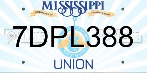 7DPL388 Mississippi License Plate
