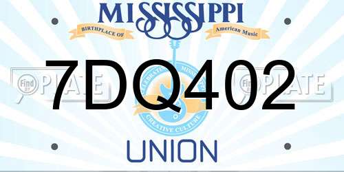 7DQ402 Mississippi License Plate