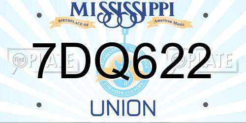 7DQ622 Mississippi License Plate
