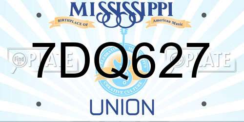7DQ627 Mississippi License Plate