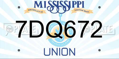 7DQ672 Mississippi License Plate