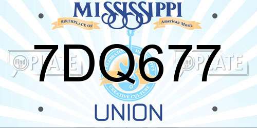 7DQ677 Mississippi License Plate