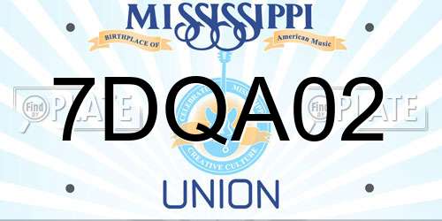 7DQA02 Mississippi License Plate