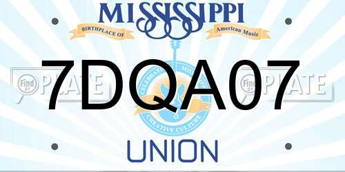 7DQA07 Mississippi License Plate