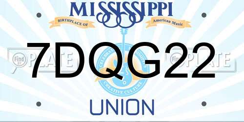 7DQG22 Mississippi License Plate