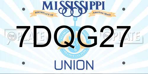 7DQG27 Mississippi License Plate