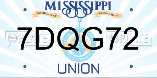 7DQG72 Mississippi License Plate