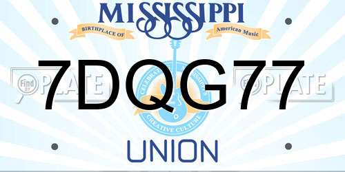 7DQG77 Mississippi License Plate
