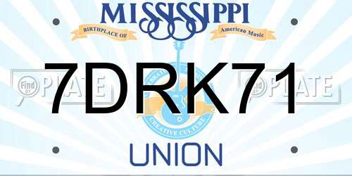 7DRK71 Mississippi License Plate